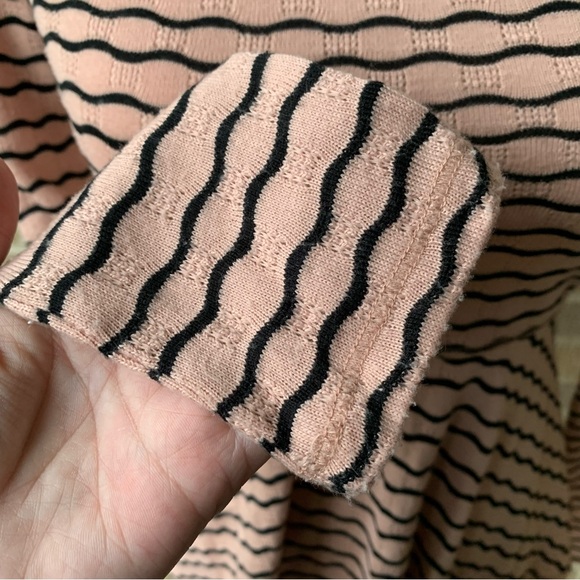Free People Peplum Sweater Pink Black Stripes Size XS - Picture 10 of 13